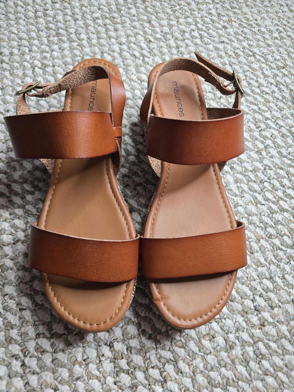 Maurices Faux Leather Platform Wedges Brown Size 10
